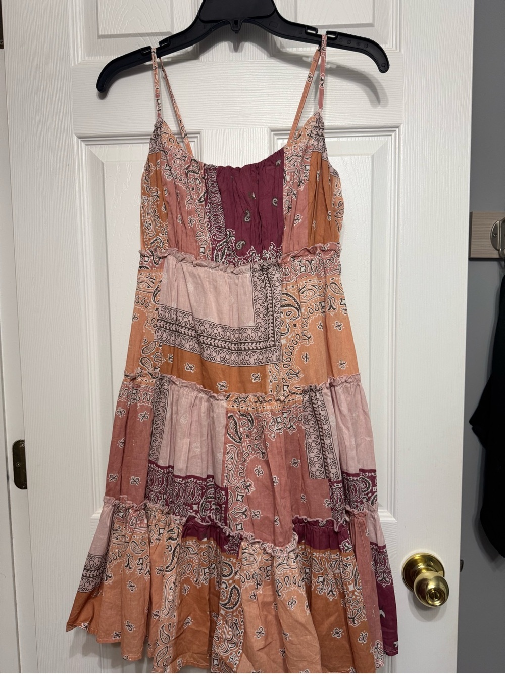 Lucky Brand Patchwork Midi Dress in Rust, Mauve, Blush